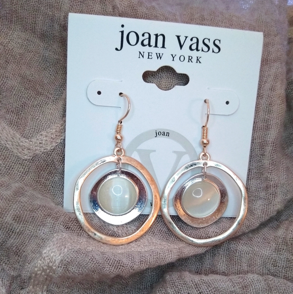 Pearl Stone Earrings | Silver and Rose gold tone